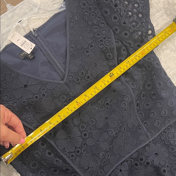 Talbots Navy Eyelet V-Neck A-Line Midi Dress - Picture 15 of 15